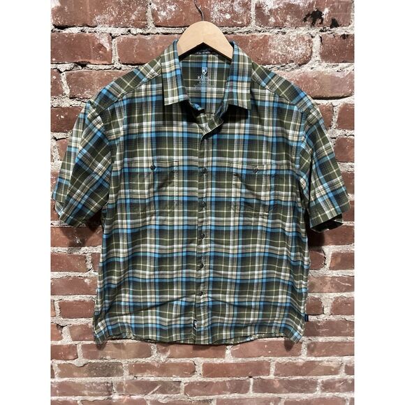 Kuhl Short Sleeve Shirt Lightweight Green Plaid Men's Large XL - Picture 1 of 6